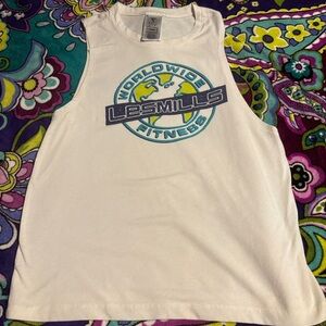 Les Mills Reebok White Graphic Fitness Muscle Tank Size small